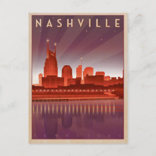 Nashville, TN - Night Skyline Postcard