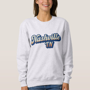 Nashville TN Retro Sunset Script Design – Vintage Sweatshirt