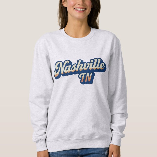 Nashville TN Retro Sunset Script Design – Vintage  Sweatshirt (Front)