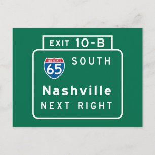 Nashville, TN Road Sign Postcard
