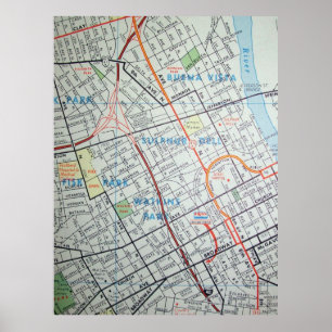 Nashville, TN Vintage Map Poster