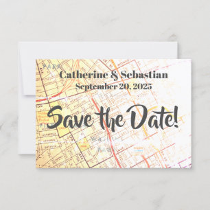 Nashville, TN Vintage Map Save The Date