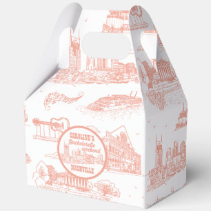Nashville Toile Bachelorette Coral Pink on White Favour Box