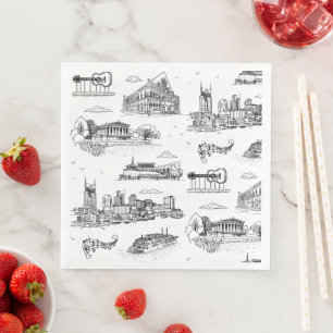 Nashville Toile Black and White Napkin