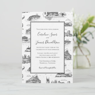 Nashville Toile Twilight Black and White Invitation