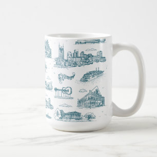 Nashville Toile Twilight on White Coffee Mug