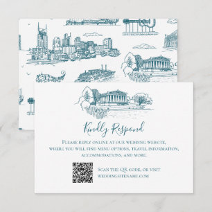 Nashville Toile Twilight on White Thank You Card