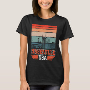 Nashville USA Retro Vintage Sunset Skyline Nashvil T-Shirt