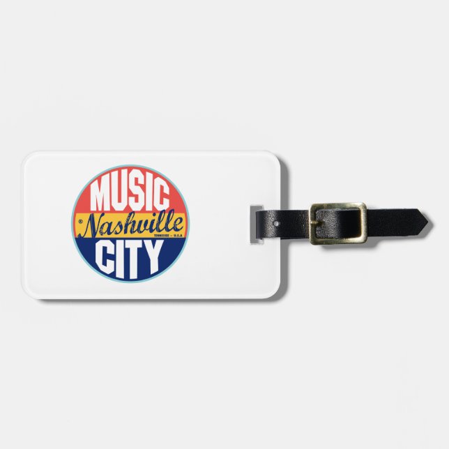 Nashville Vintage Label Luggage Tag (Front Horizontal)