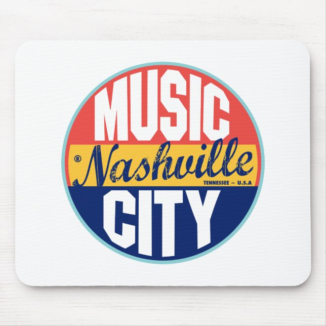 Nashville Vintage Label Mouse Mat (Front)