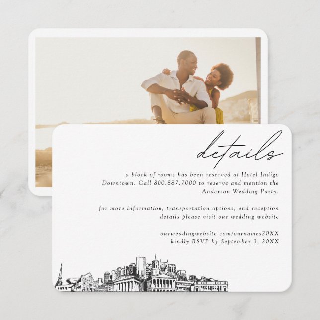 Nashville Wedding Hotel Room Block Details Small Enclosure Card (Front/Back)