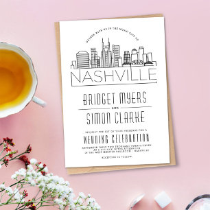 Nashville Wedding   Stylised Skyline Invitation
