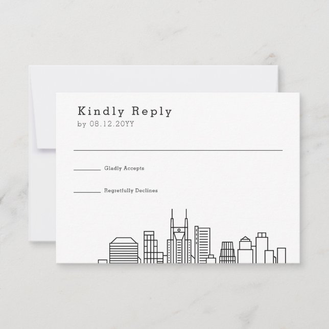 Nashville Wedding | Stylised Skyline RSVP Card (Front)