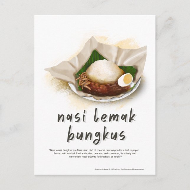 Nasi Lemak Bungkus Malaysia Postcard (Front)