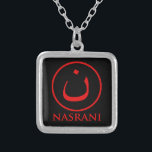 Nasrani  Christian Symbol Silver Plated Necklace<br><div class="desc">Show your solidarity and support with the Arabic letter "N" for Nasrani.  Nasrani is the Arabic word for christian,  and the letter "N" has been used as a form of marking and isolating Christians in Iraq for persecution by ISIS.</div>