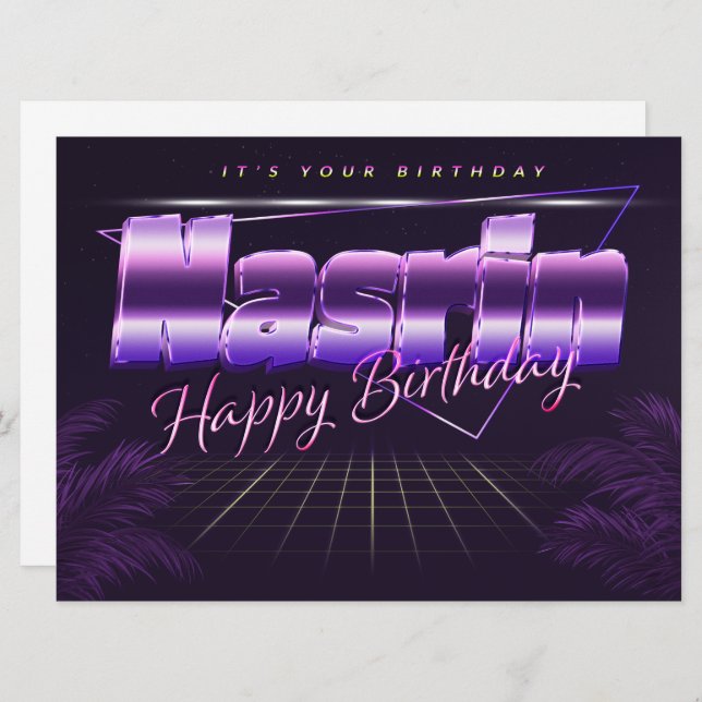 Nasrin name first name pura retro card birthday (Front/Back)