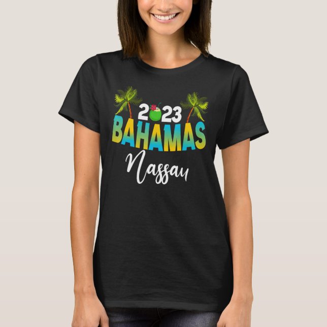 Nassau Bahamas Beach Palm Trees Sunset Vacation So T-Shirt (Front)