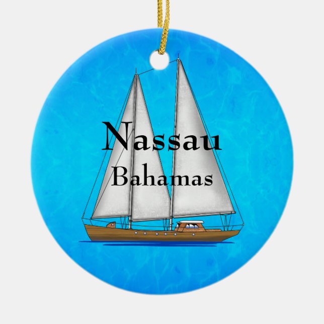 Nassau Bahamas Ceramic Tree Decoration (Front)