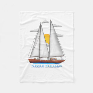 Nassau Bahamas Coastal Nautical Sailing Sailor Fleece Blanket