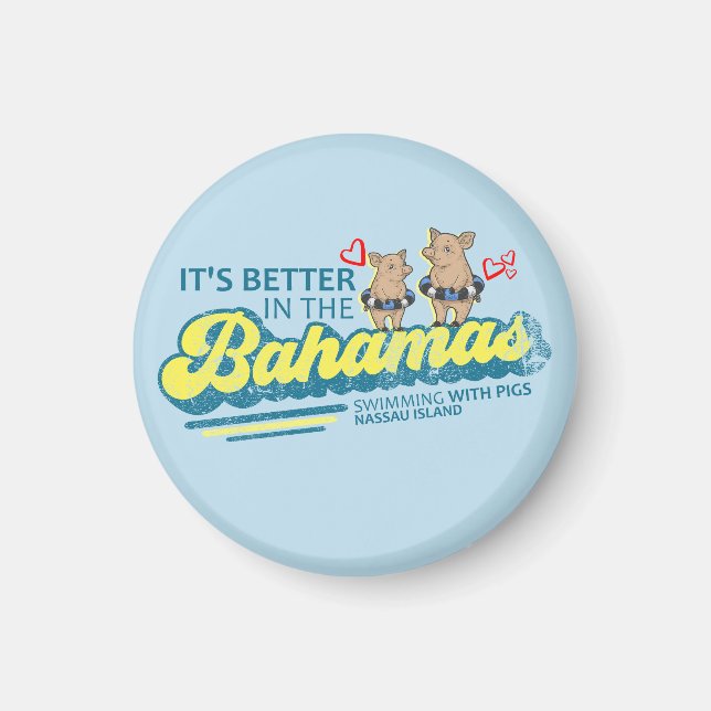 Nassau Bahamas Magnet Vacation Cruise Swimming Pig (Front)