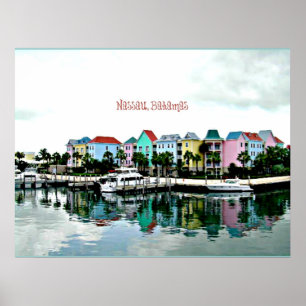 Nassau Bahamas marina postcard Poster