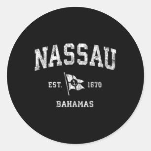 Nassau Bahamas Nautical Boat Anchor Flag Sports Classic Round Sticker