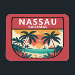 Nassau Bahamas Retro Emblem Magnet<br><div class="desc">Nassau vector art design. A popular cruise-ship stop,  the city has a hilly landscape and is known for beaches as well as its offshore coral reefs,  popular for diving and snorkelling.</div>