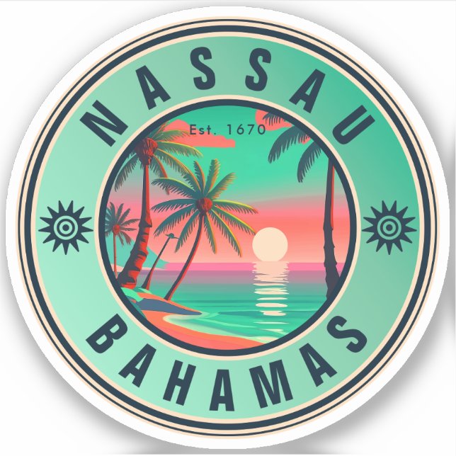 Nassau Bahamas Retro Sunset travel Souvenir 1950s (Front)