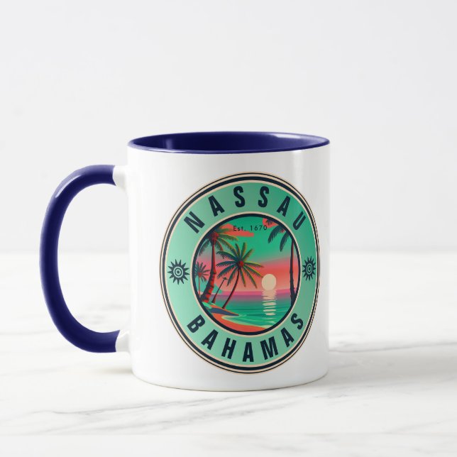 Nassau Bahamas Retro Sunset travel Souvenir 1950s Mug (Left)