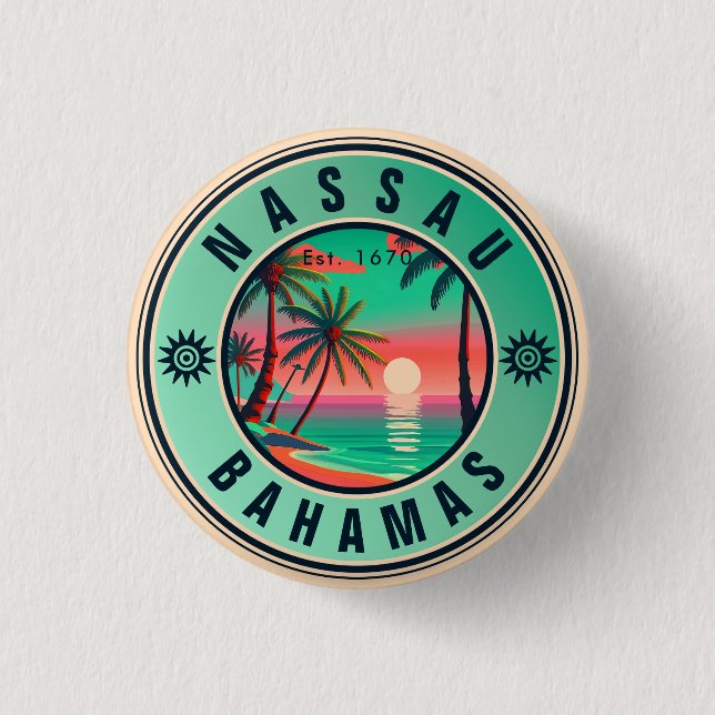 Nassau Bahamas Retro travel Souvenir 1950s 3 Cm Round Badge (Front)