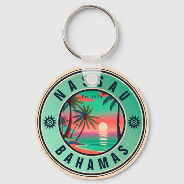 Nassau Bahamas Retro travel Souvenir 1950s Key Ring (Front)