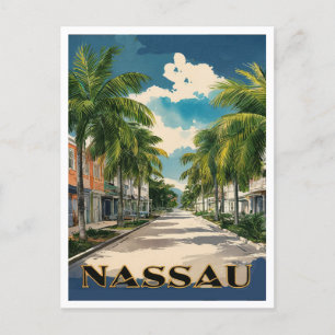 Nassau Bahamas Street Travel Art  Postcard