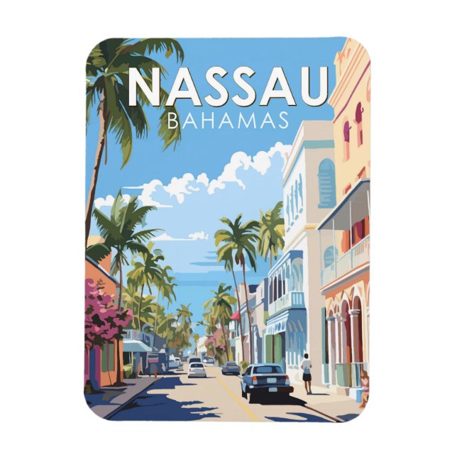 Nassau Bahamas Travel Art Vintage Magnet (Vertical)