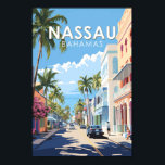 Nassau Bahamas Travel Art Vintage Poster<br><div class="desc">Nassau retro vector travel design. It lies on the island of New Providence,  with neighbouring Paradise Island accessible via Nassau Harbour bridges.</div>