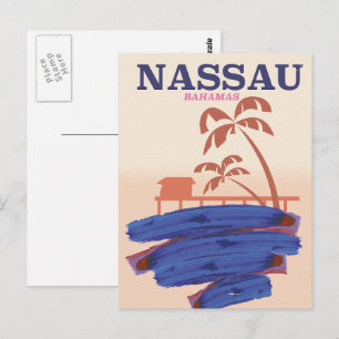 Nassau Bahamas travel beach poster Postcard