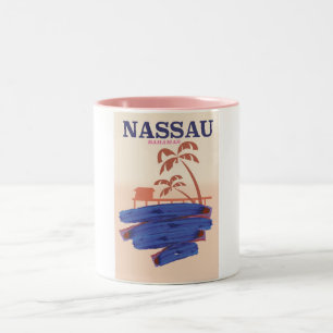 Nassau Bahamas travel beach poster Two-Tone Coffee Mug