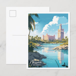 Nassau Bahamas Travel Place illustration Postcard