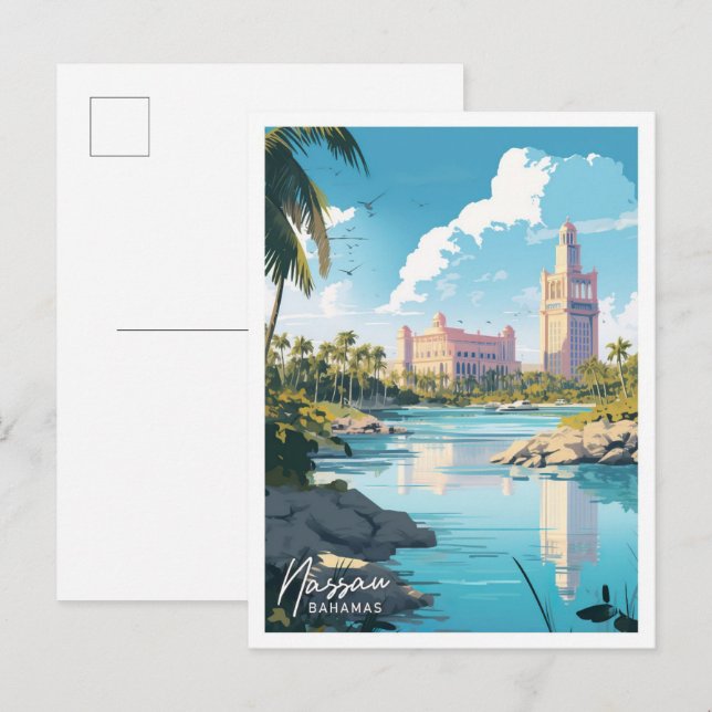 Nassau Bahamas Travel Place illustration Postcard (Front/Back)