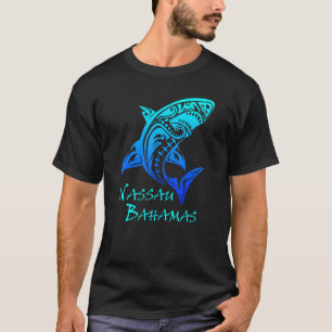 Nassau Bahamas Tribal Shark Polynesian Tattoo Styl T-Shirt