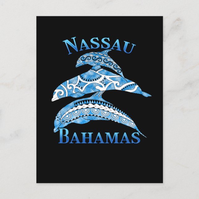 Nassau Bahamas Vacation Tribal Dolphins Postcard (Front)