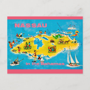Nassau Colourful Map Postcard