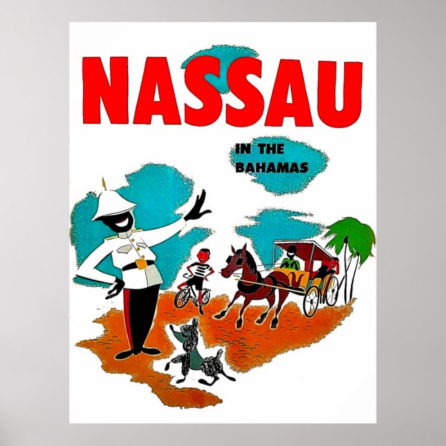 Nassau in the Bahamas, vintage travel Poster (Front)