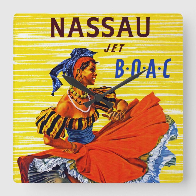 Nassau Jet Square Wall Clock (Front)