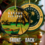 Nassau Palm Tree Bahamas Vintage Souvenirs 80s Ceramic Tree Decoration<br><div class="desc">This retro Nassau of the Bahamas Vintage design makes a great Christmas or Birthday gift for fans of Nassau Nassau is the capital of the Bahamas. The retro summer vibes design is a perfect gift for travel lovers and tropical destinations fans. You can customise and modify this template by adjusting,...</div>