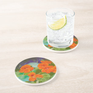 Nasturtium Bloom - Botanical Pastel Coaster