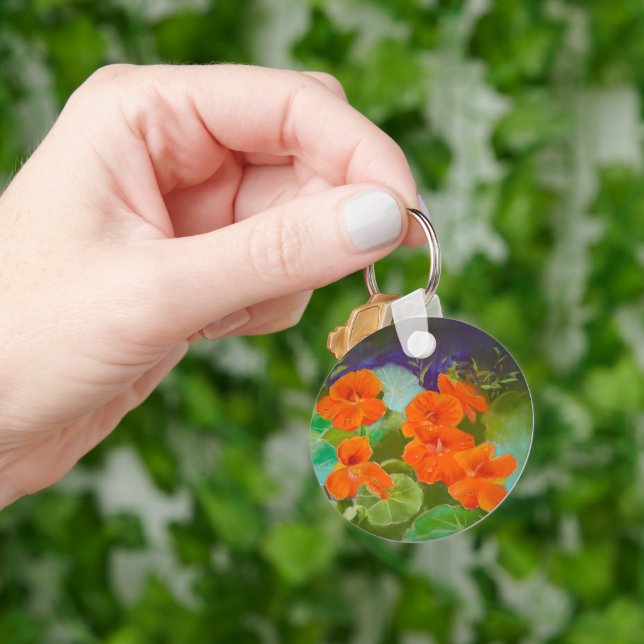 Nasturtium Bloom - Botanical Pastel Key Ring (Hand)