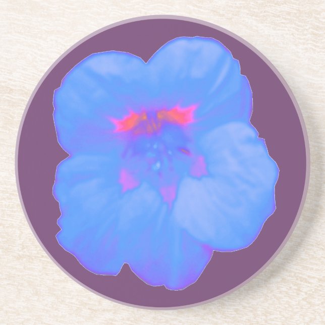 Nasturtium Bright Blue Coasters (Front)
