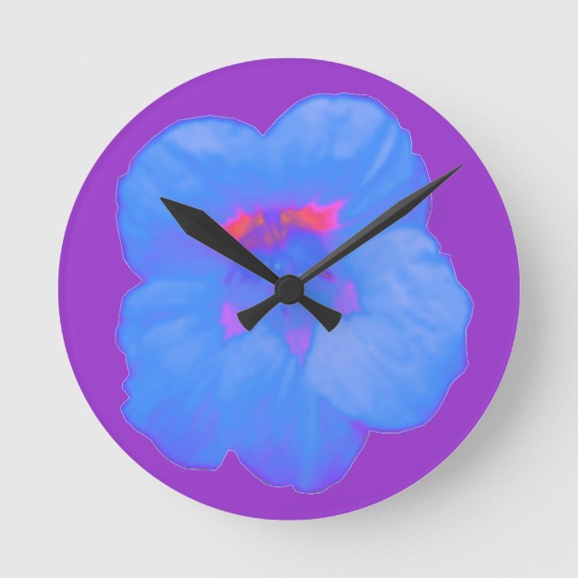 Nasturtium Bright Blue Wall Clock (Front)