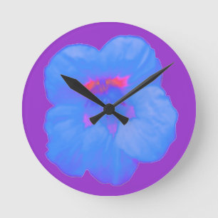 Nasturtium Bright Blue Wall Clock