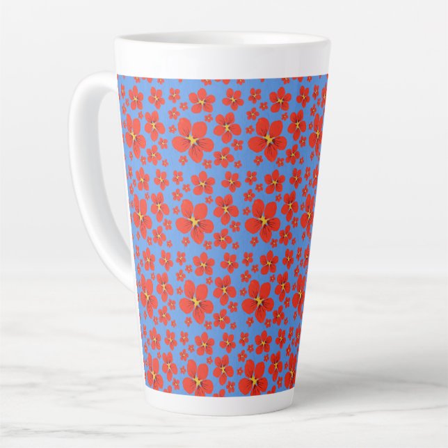 Nasturtium design on  latte mug (Left Angle)
